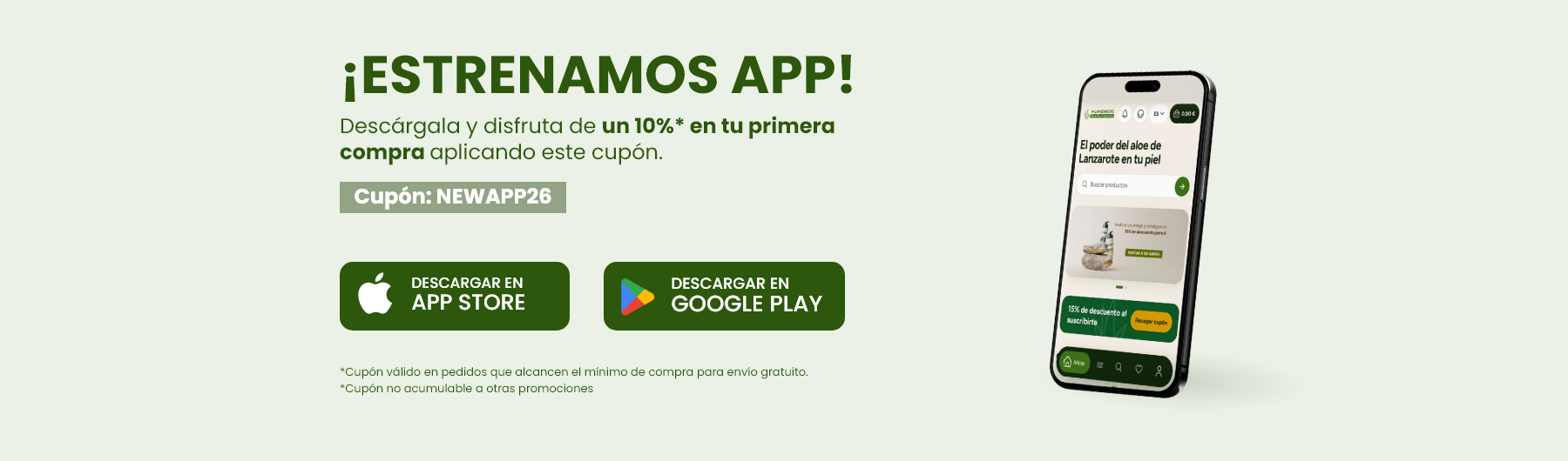 Descarga nuestra nueva APP y disfruta de un 10% de bienvenida en tu primer pedido.  
