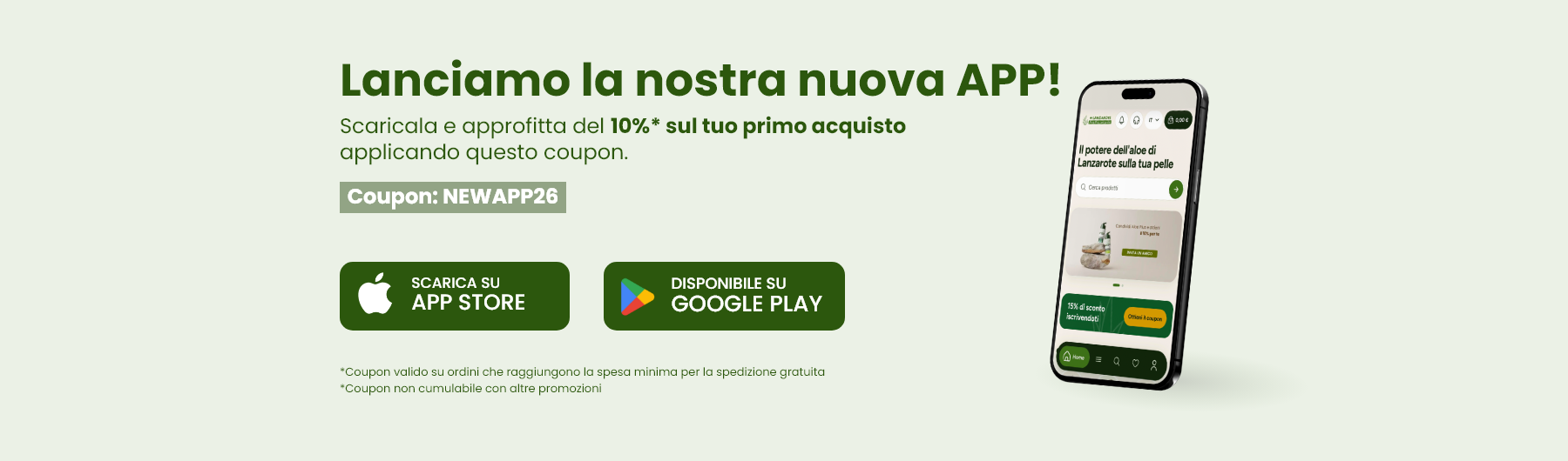 Scarica la nostra nuova APP e approfitta di uno sconto di benvenuto del 10% sul tuo primo ordine.