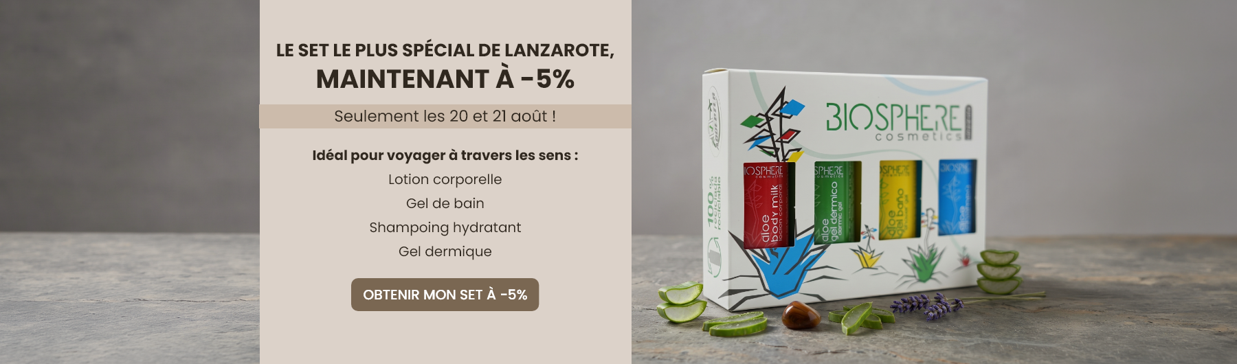 Seulement 2 jours : -5% sur le Set de voyage aloe vera 