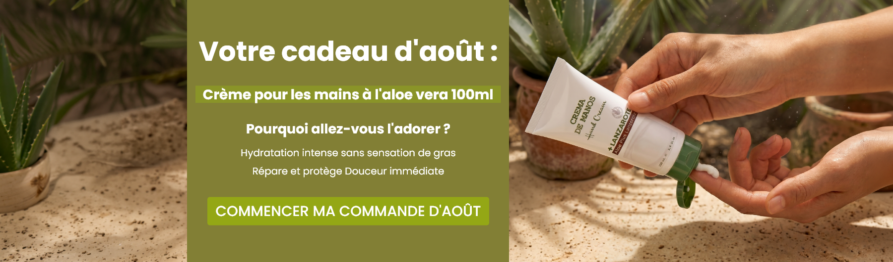 Votre cadeau d'août : Crème pour les mains à l'aloe vera 100ml 