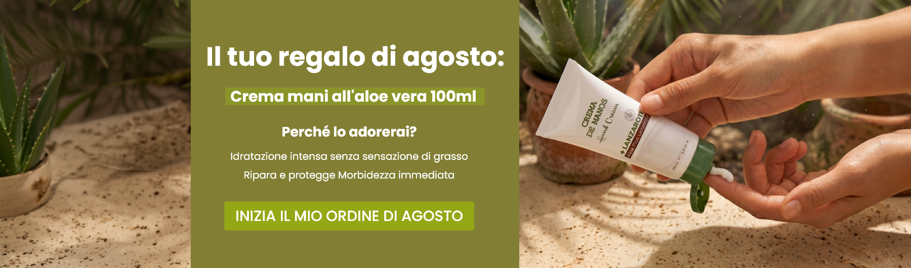 Il tuo regalo di agosto: Crema mani all'aloe vera 100ml 