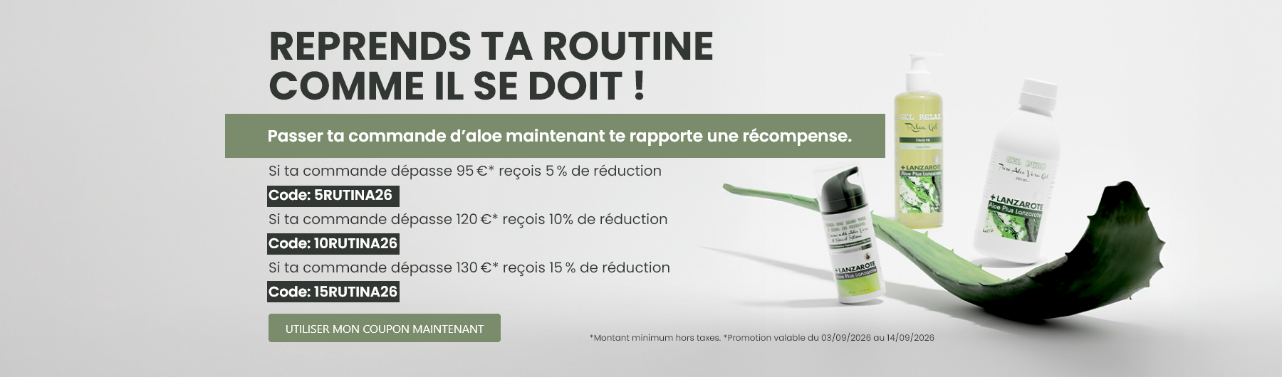  -5 %, -10 % ou -15 % de réduction sur TA COMMANDE.